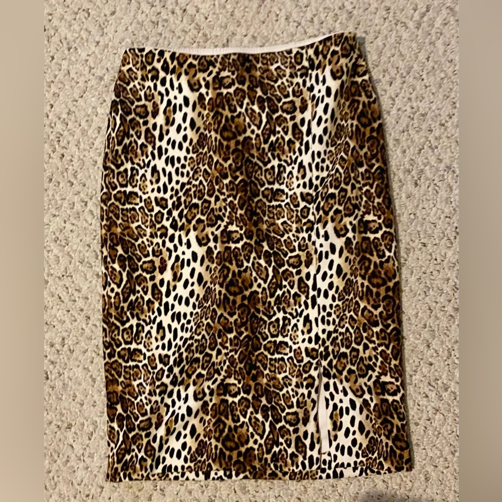 White House Black Market leopard print skirt